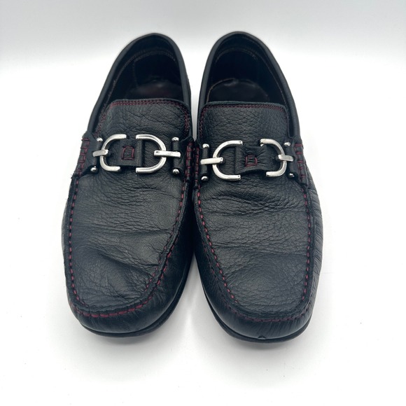 Donald Pliner Loafers Mens 10M Black Dacio 2 Bit Red Stitch Italian Leather Shoe main image 11